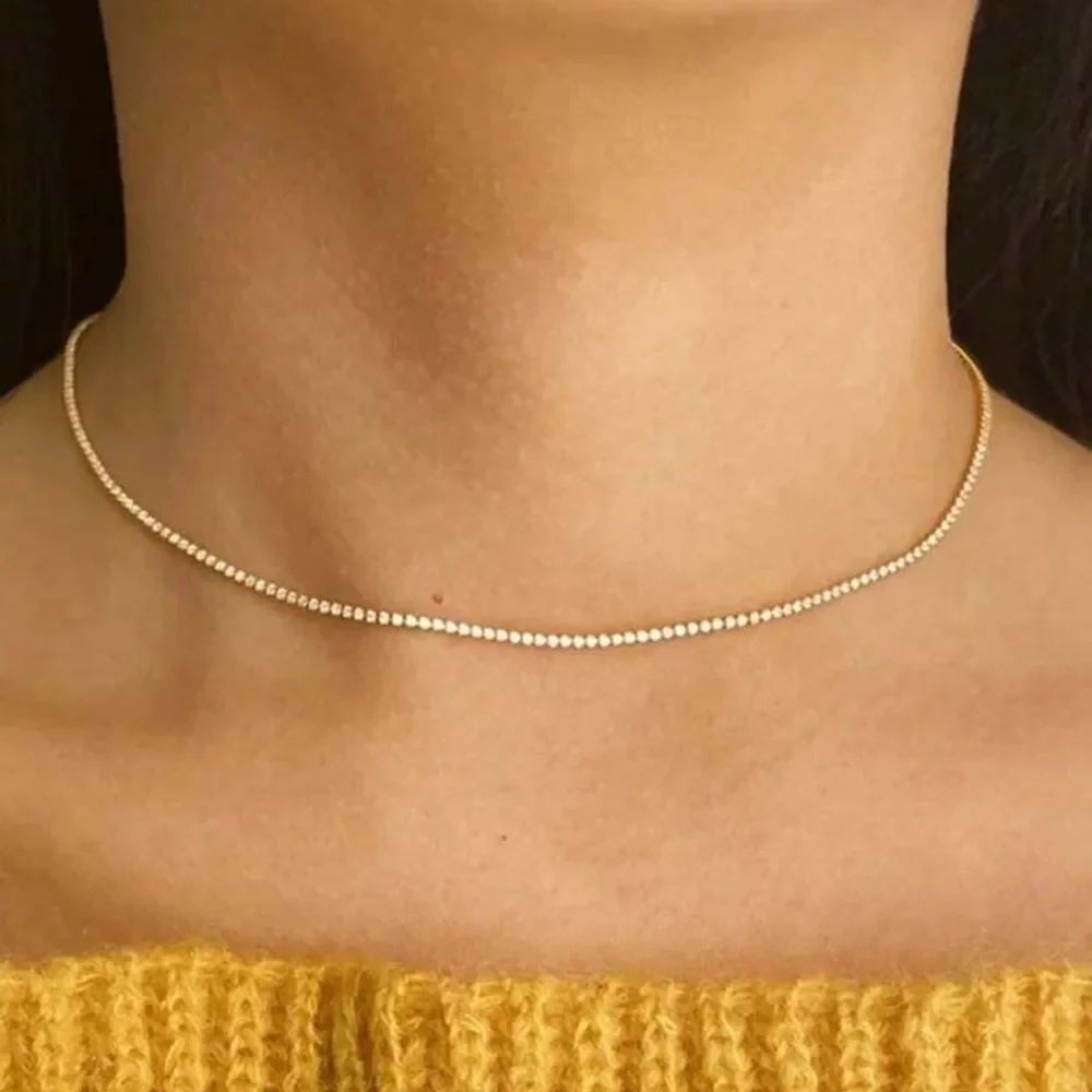 Elegant Gold tennis Necklace A1437
